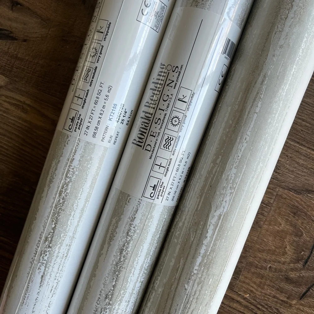 NWT Ronald Redding Wallpaper KT2155 Horizontal Dry Brush 3 Double Rolls Stripes